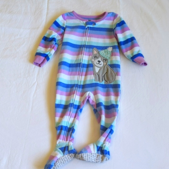 carter's 3-pack fleece zipper footie sleeper pajamas bundle 12 months baby girl - Picture 5 of 10